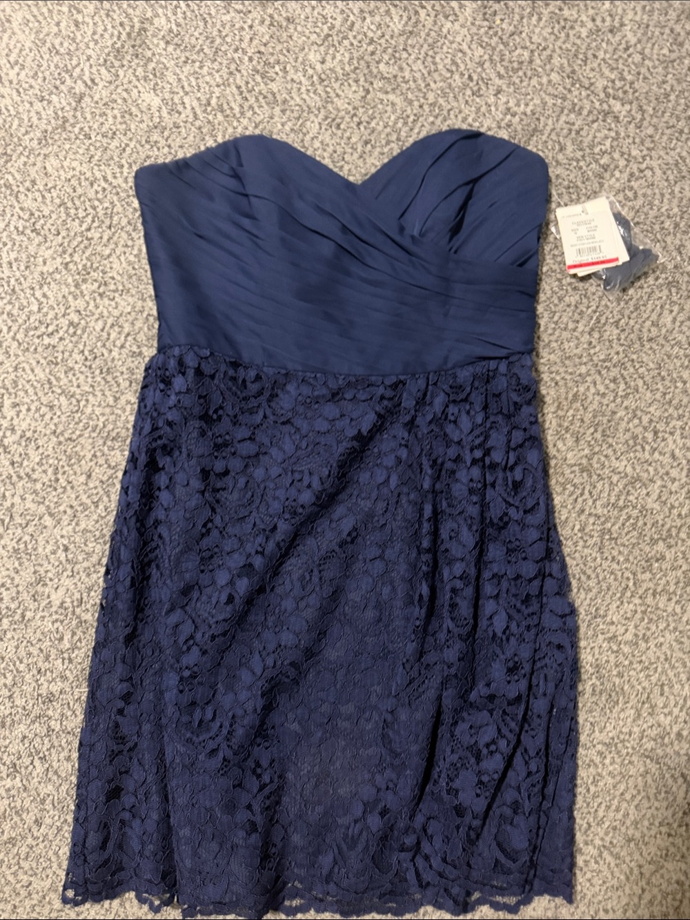 NWT David's Bridal Navy Short Sweetheart Lace Skirt Bridesmaid Dress 10